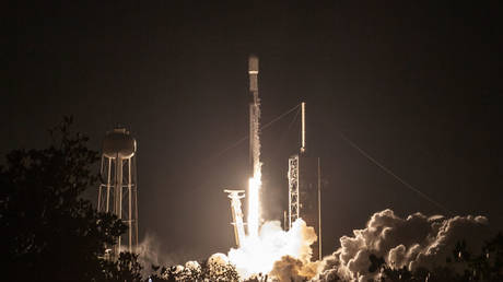 A SpaceX Falcon 9 rocket starts from the Kennedy Space Center, Merritt Island, Florida, the US, February 26, 2025.