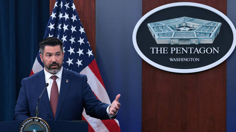 Chief Pentagon Spokesman Sean Parnell speaks during a press conference.