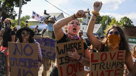 FILE PHOTO. Anti-Trump protestors